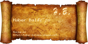 Haber Balázs névjegykártya